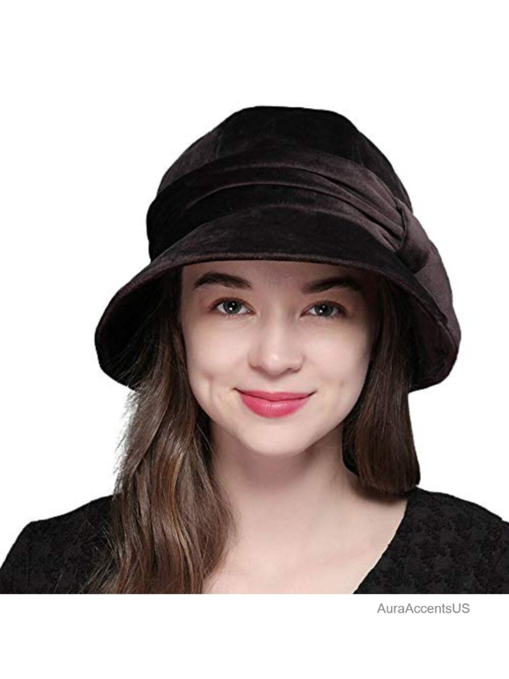 Velvet Cloche Bucket Hat Wide Brim Vintage 1920s Formal Church Fedora